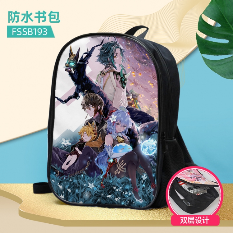 Genshin Impact Anime double-layer waterproof schoolbag about 40×30×17cm, single style can be customized FSSB193