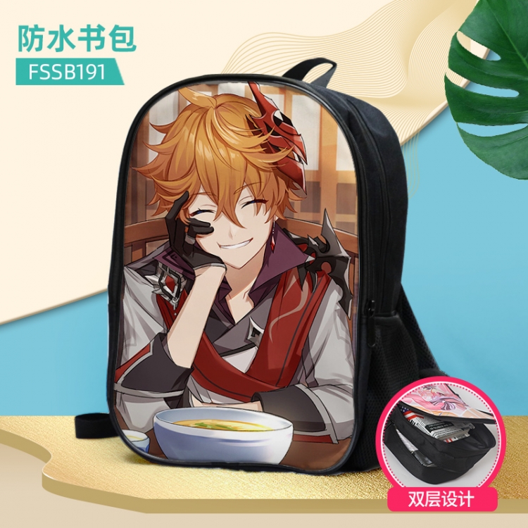 Genshin Impact Anime double-layer waterproof schoolbag about 40×30×17cm, single style can be customized FSSB191