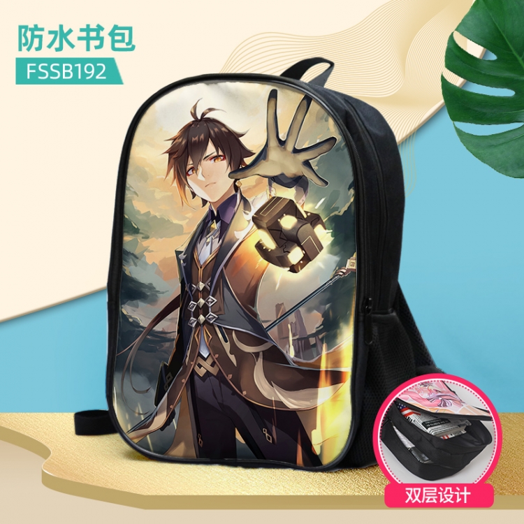 Genshin Impact Anime double-layer waterproof schoolbag about 40×30×17cm, single style can be customized FSSB192