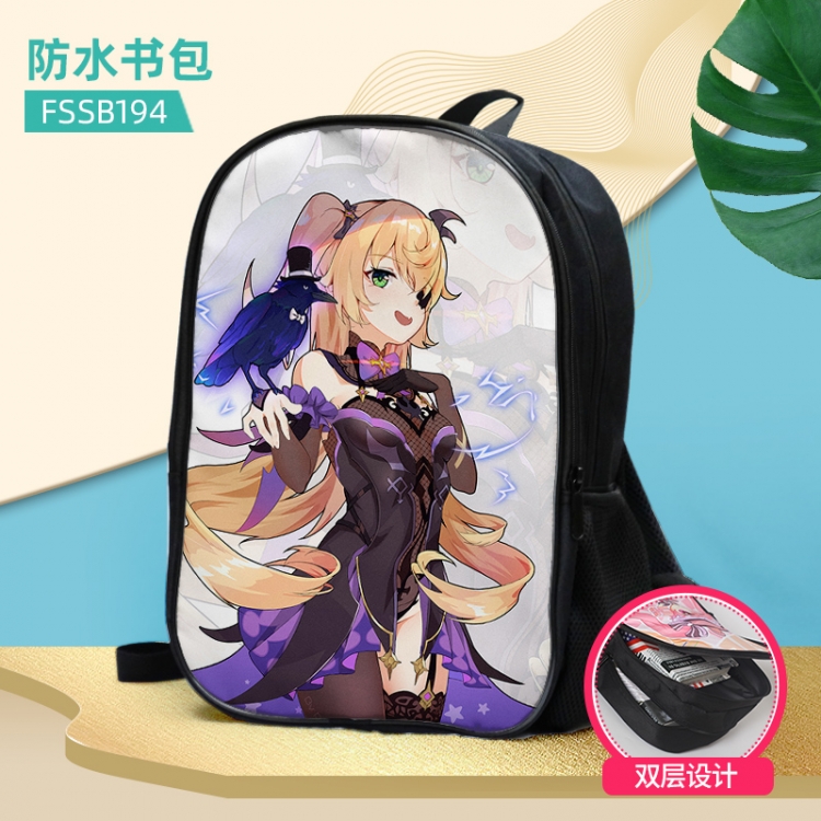 Genshin Impact Anime double-layer waterproof schoolbag about 40×30×17cm, single style can be customized FSSB194
