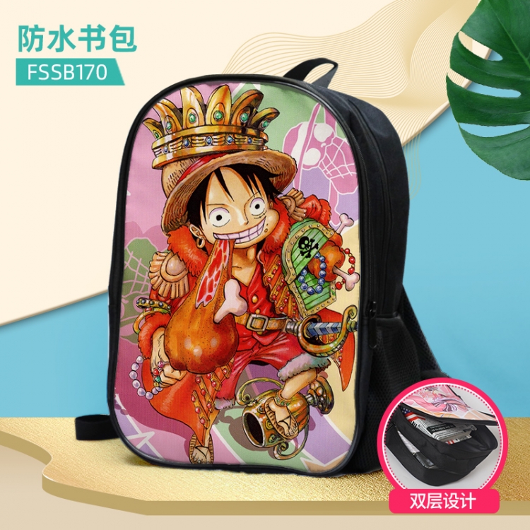 One Piece Anime double-layer waterproof schoolbag about 40×30×17cm, single style can be customized FSSB170-