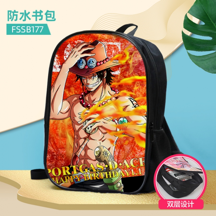 One Piece Anime double-layer waterproof schoolbag about 40×30×17cm, single style can be customized FSSB177