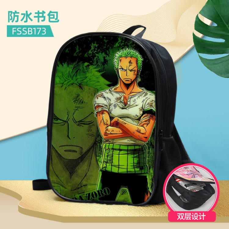 One Piece Anime double-layer waterproof schoolbag about 40×30×17cm, single style can be customized FSSB173
