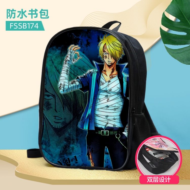 One Piece Anime double-layer waterproof schoolbag about 40×30×17cm, single style can be customized FSSB174