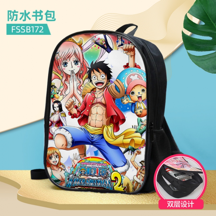 One Piece Anime double-layer waterproof schoolbag about 40×30×17cm, single style can be customized FSSB172