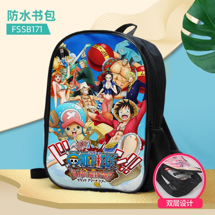 One Piece Anime double-layer waterproof schoolbag about 40×30×17cm, single style can be customized FSSB171