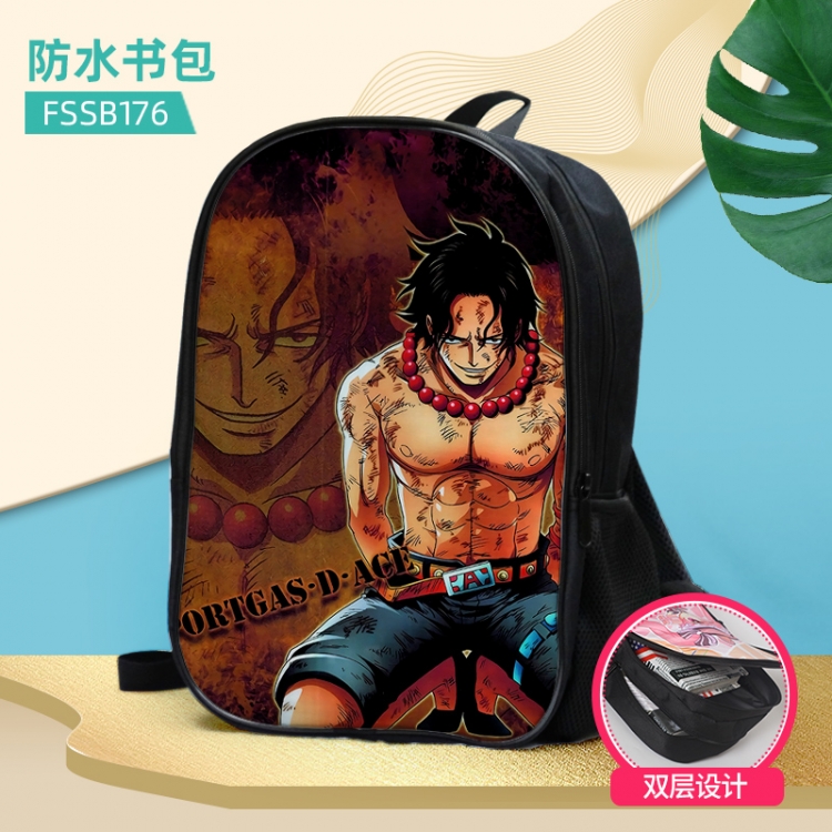 One Piece Anime double-layer waterproof schoolbag about 40×30×17cm, single style can be customized FSSB176