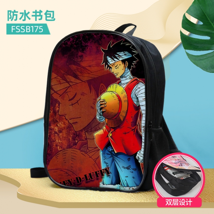 One Piece Anime double-layer waterproof schoolbag about 40×30×17cm, single style can be customized FSSB175