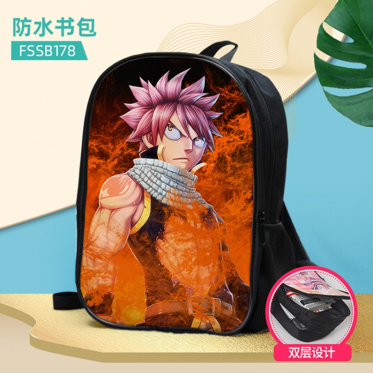 Fairy tail Anime double-layer waterproof schoolbag about 40×30×17cm, single style can be customized FSSB178