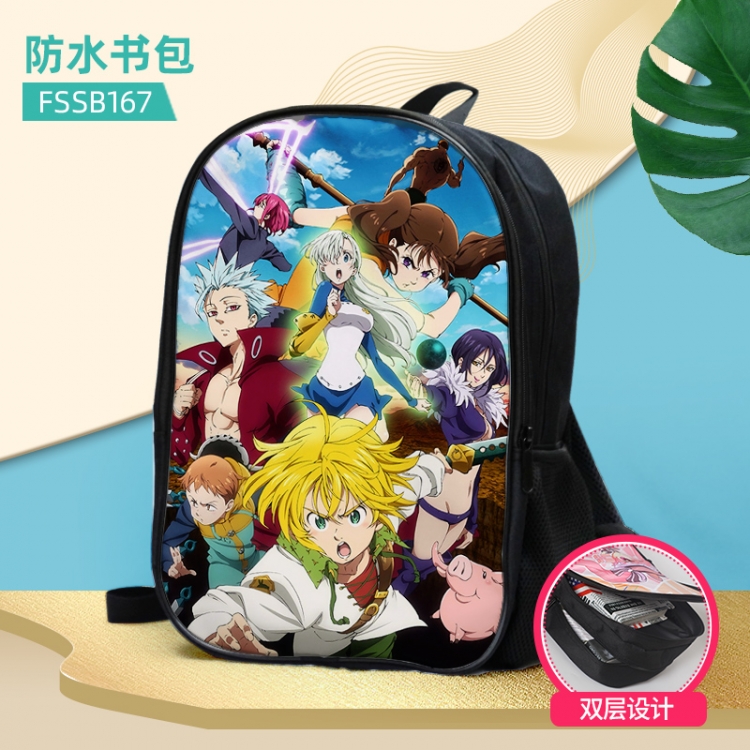 The Seven Deadly Sins Anime double-layer waterproof schoolbag about 40×30×17cm, single style can be customized FSSB167