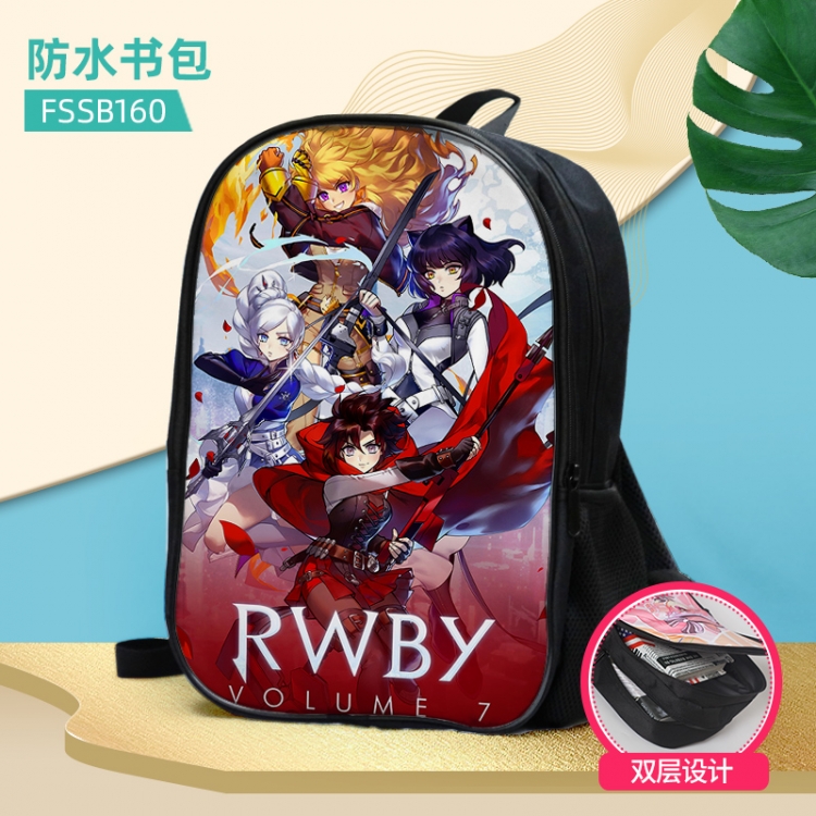 RWBY Anime double-layer waterproof schoolbag about 40×30×17cm, single style can be customized FSSB160