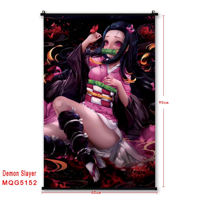 Demon Slayer Kimets Anime plastic pole cloth painting Wall Scroll 60X90CM MQG5152