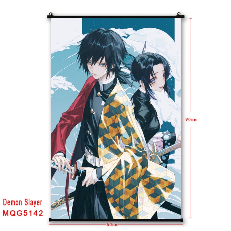 Demon Slayer Kimets Anime plastic pole cloth painting Wall Scroll 60X90CM MQG5142