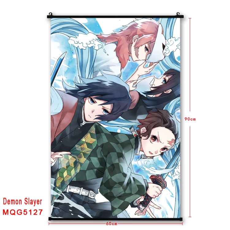 Demon Slayer Kimets Anime plastic pole cloth painting Wall Scroll 60X90CM MQG5127