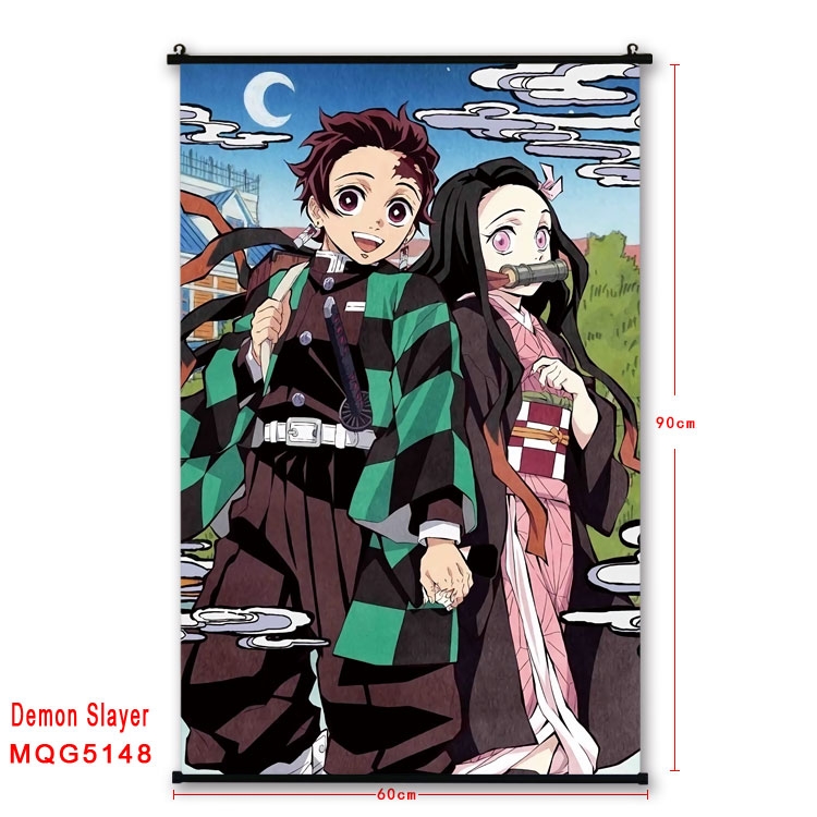 Demon Slayer Kimets Anime plastic pole cloth painting Wall Scroll 60X90CM MQG5148