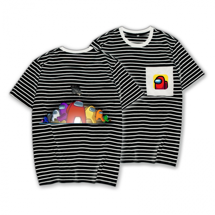 Among  US Striped letters color loose short-sleeved T-shirt from M to 3XL