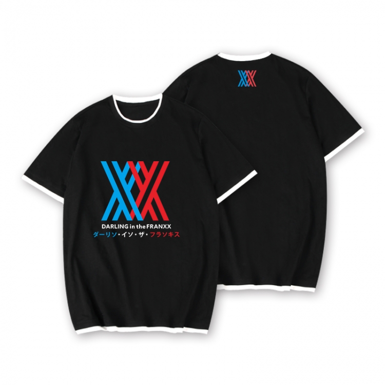 DARLING in the FRANXX Full color printed short-sleeved fake two-piece T-shirt from S to XXXL