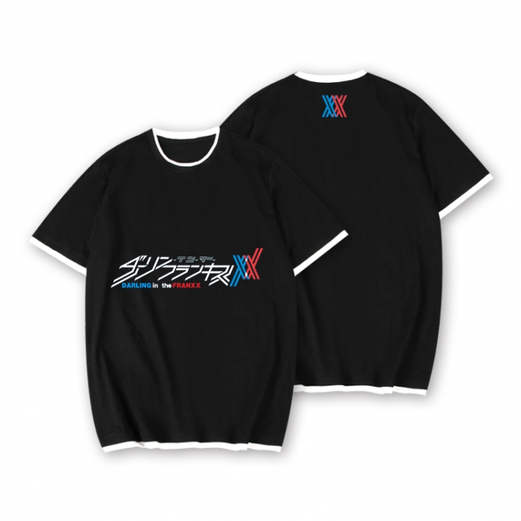 DARLING in the FRANXX Full color printed short-sleeved fake two-piece T-shirt from S to XXXL