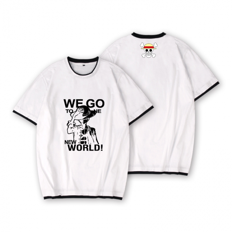 One Piece Full color printed short-sleeved fake two-piece T-shirt from S to XXXL