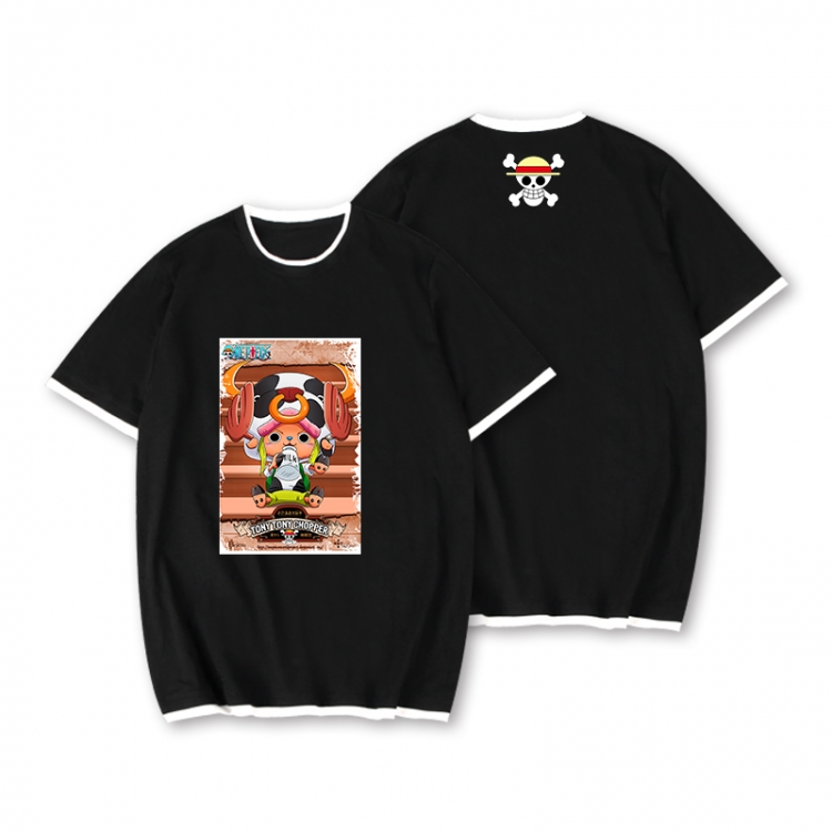 One Piece Full color printed short-sleeved fake two-piece T-shirt from S to XXXL