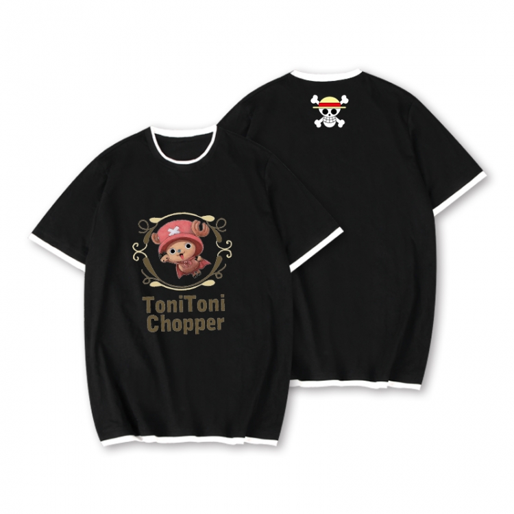 One Piece Full color printed short-sleeved fake two-piece T-shirt from S to XXXL