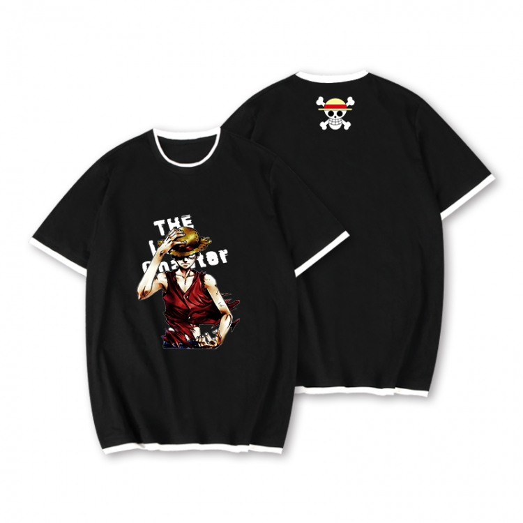 One Piece Full color printed short-sleeved fake two-piece T-shirt from S to XXXL