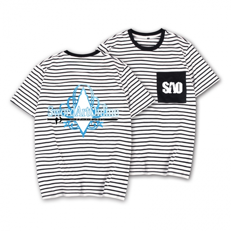 Sword Art Online Striped letters color loose short-sleeved T-shirt from M to 3XL