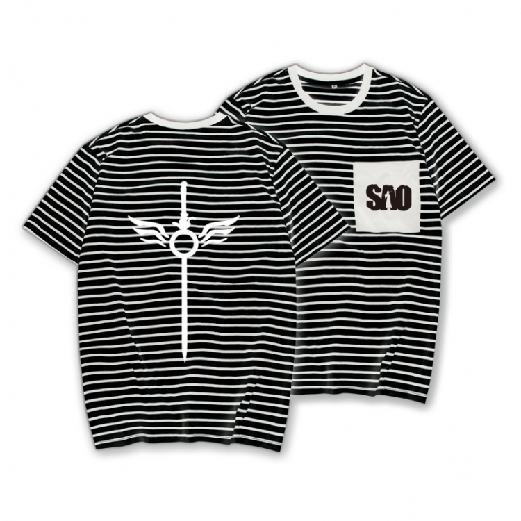 Sword Art Online Striped letters color loose short-sleeved T-shirt from M to 3XL