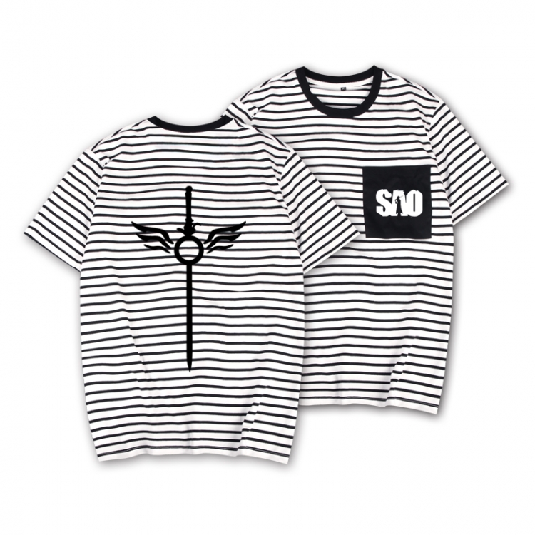 Sword Art Online Striped letters color loose short-sleeved T-shirt from M to 3XL