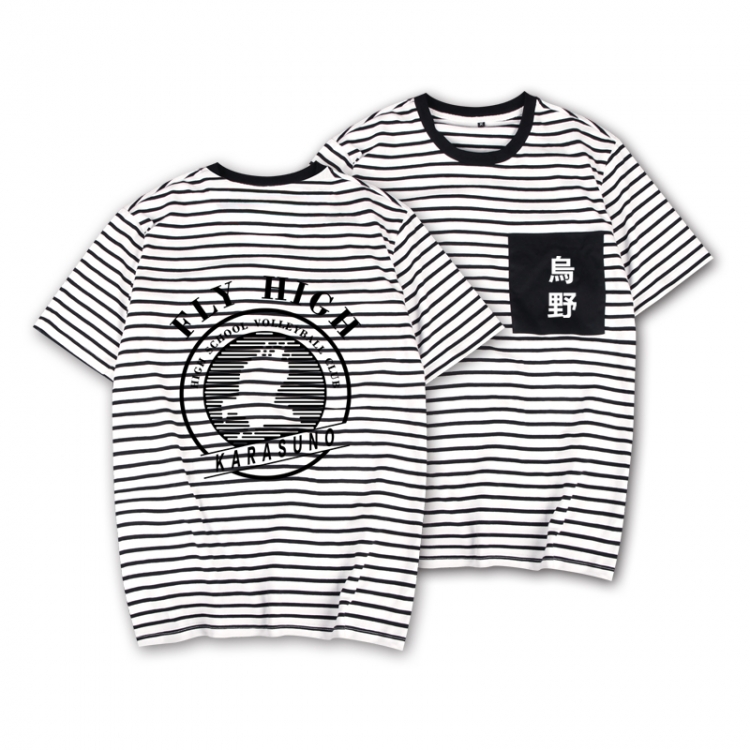 Haikyuu!! Striped letters color loose short-sleeved T-shirt from M to 3XL