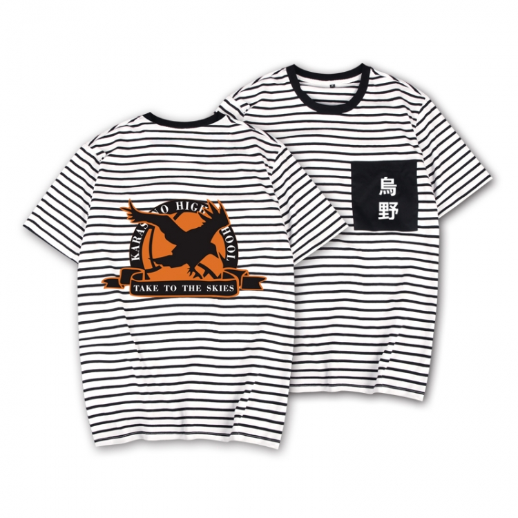 Haikyuu!! Striped letters color loose short-sleeved T-shirt from M to 3XL