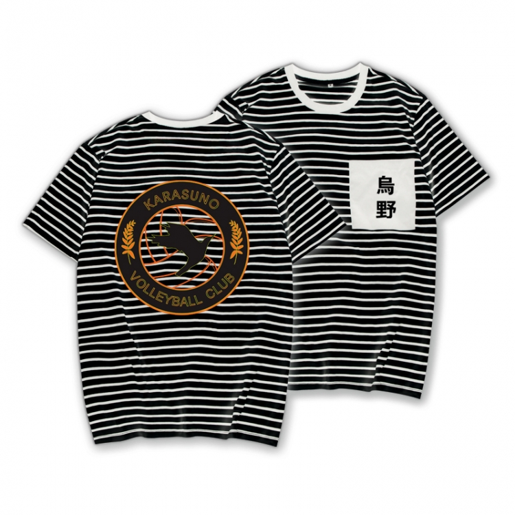 Haikyuu!! Striped letters color loose short-sleeved T-shirt from M to 3XL