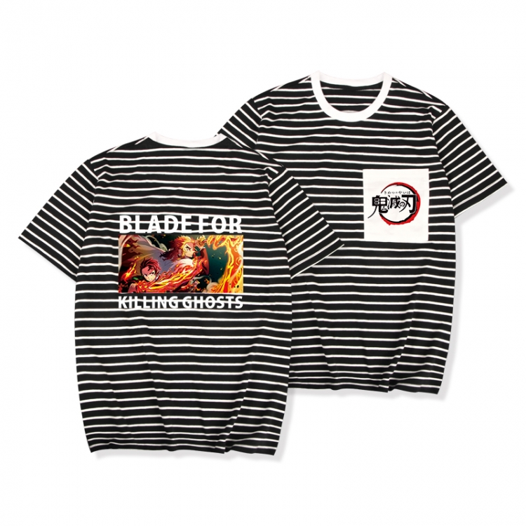 Demon Slayer Kimets Striped letters color loose short-sleeved T-shirt from M to 3XL