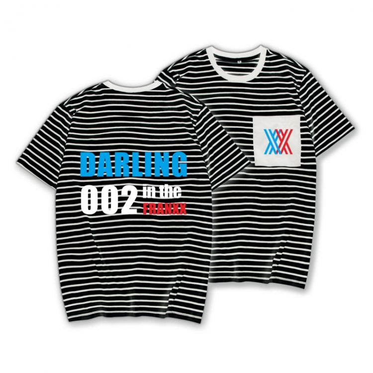 DARLING in the FRANXX Striped Letters Color Loose Short Sleeve T-Shirt from S to XXXL