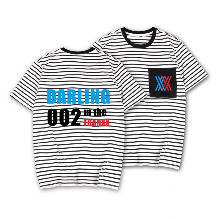 DARLING in the FRANXX Striped Letters Color Loose Short Sleeve T-Shirt from S to XXXL