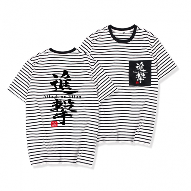 Shingeki no Kyojin Striped letters color loose short-sleeved T-shirt from M to 3XL