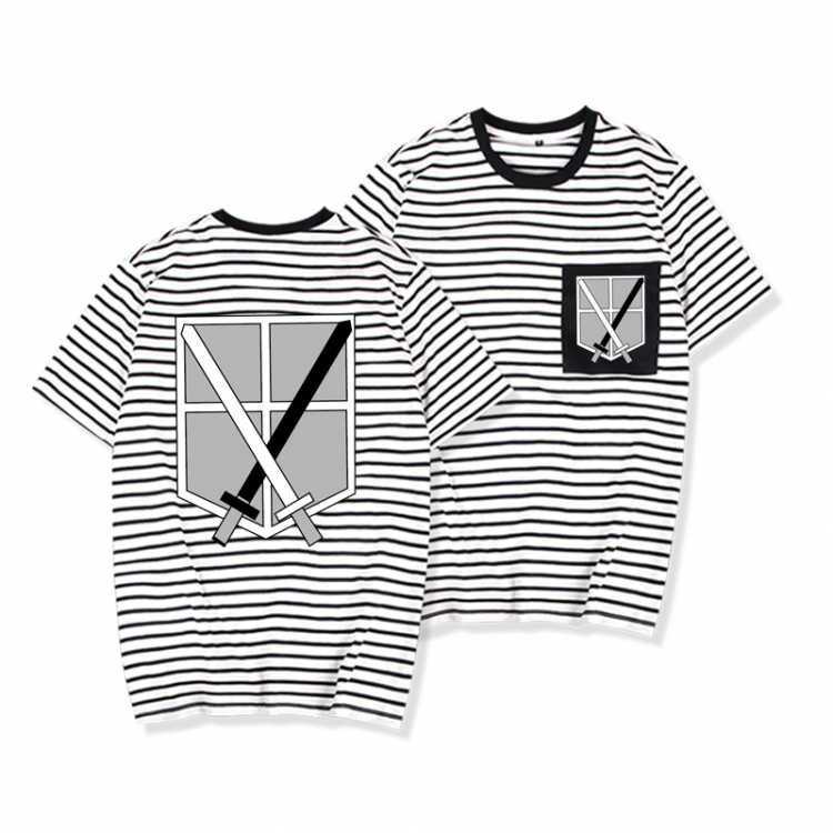 Shingeki no Kyojin Striped letters color loose short-sleeved T-shirt from M to 3XL