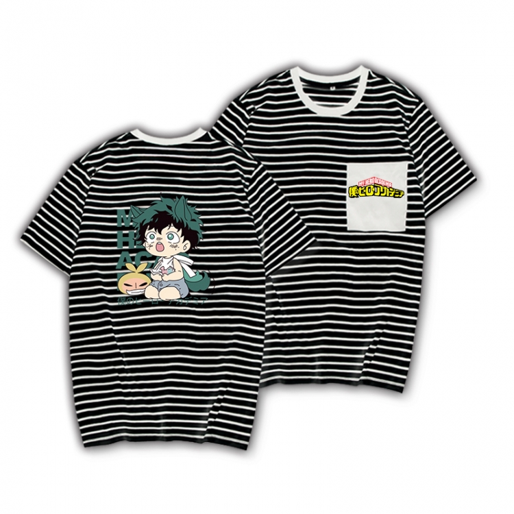 My Hero Academia Striped Letters Color Loose Short Sleeve T-Shirt from S to XXXL