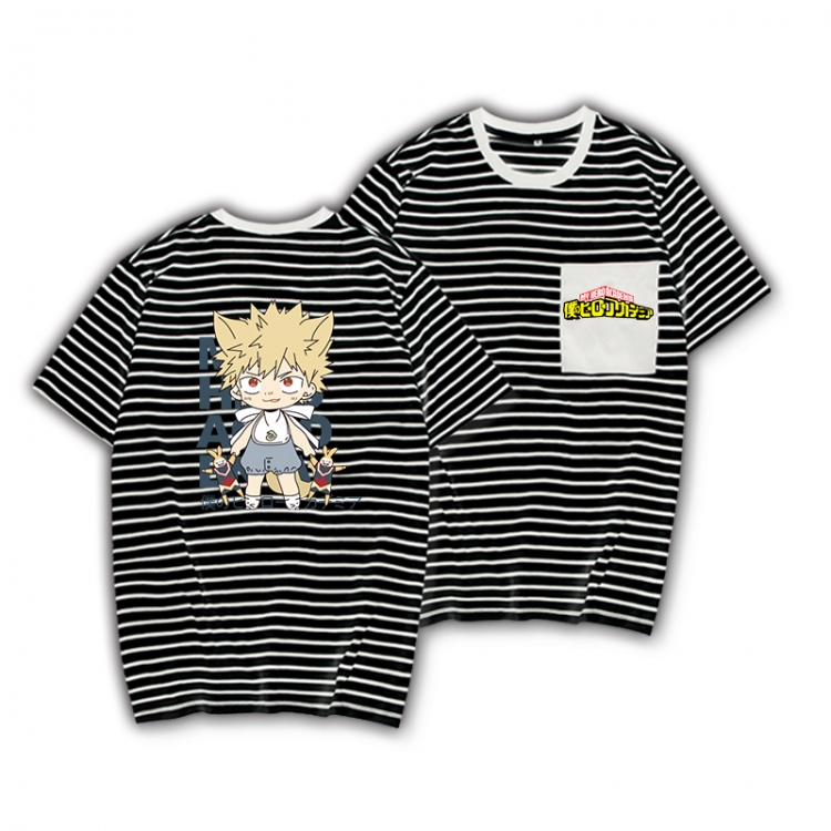 My Hero Academia Striped Letters Color Loose Short Sleeve T-Shirt from S to XXXL