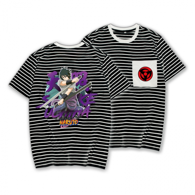 Naruto Striped Letters Color Loose Short Sleeve T-Shirt from S to XXXL