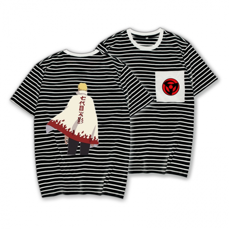 Naruto Striped Letters Color Loose Short Sleeve T-Shirt from S to XXXL