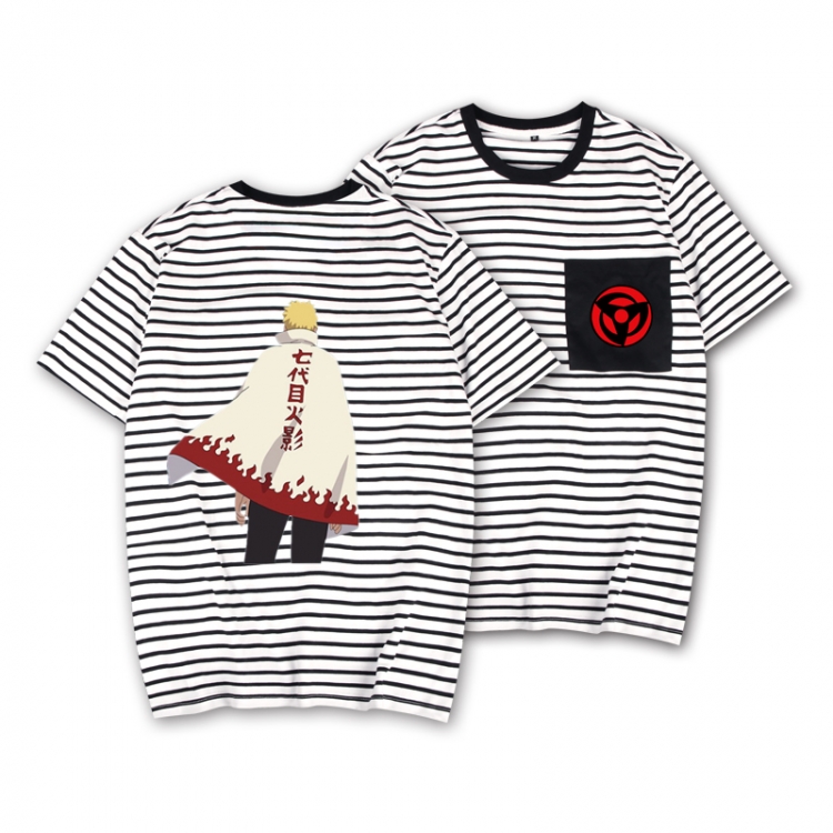 Naruto Striped Letters Color Loose Short Sleeve T-Shirt from S to XXXL