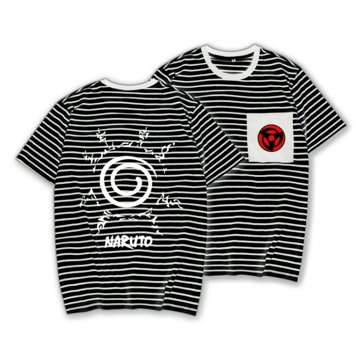 Naruto Striped Letters Color Loose Short Sleeve T-Shirt from S to XXXL