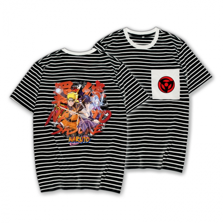 Naruto Striped Letters Color Loose Short Sleeve T-Shirt from S to XXXL