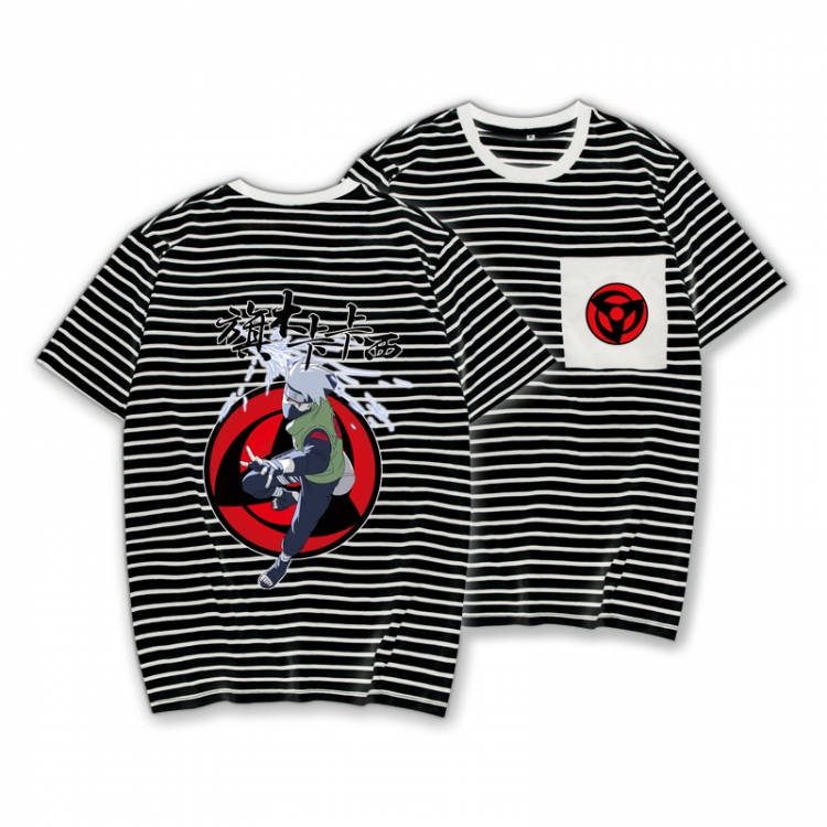 Naruto Striped Letters Color Loose Short Sleeve T-Shirt from S to XXXL