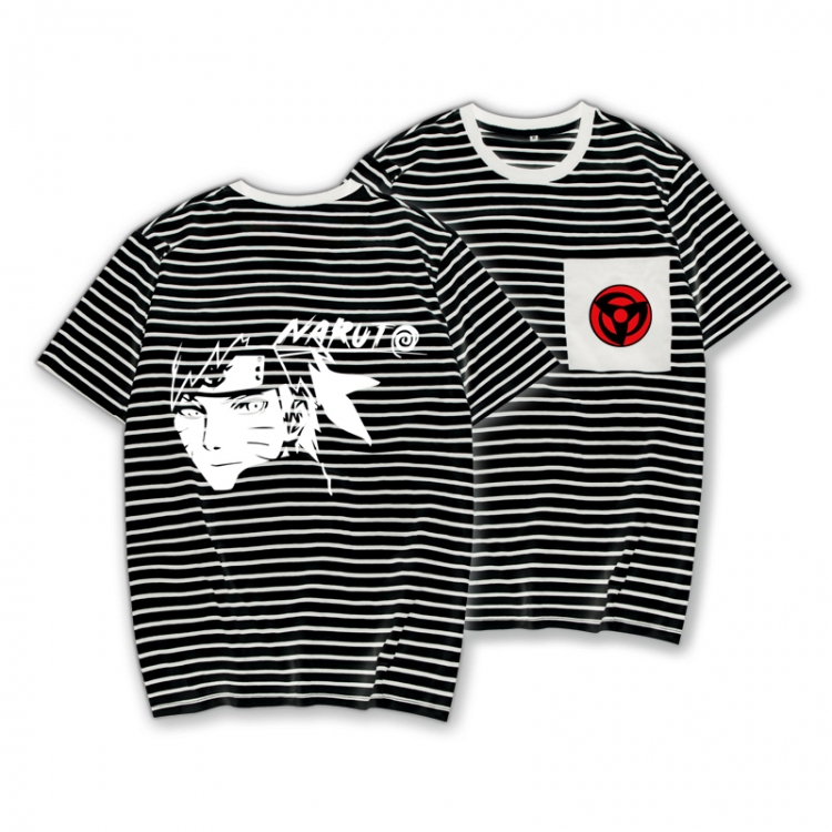 Naruto Striped Letters Color Loose Short Sleeve T-Shirt from S to XXXL