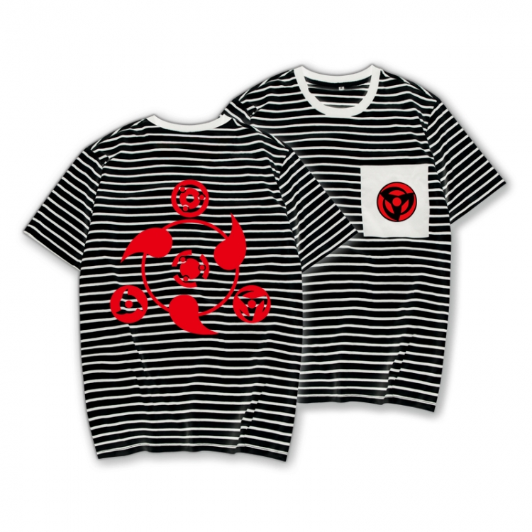 Naruto Striped Letters Color Loose Short Sleeve T-Shirt from S to XXXL