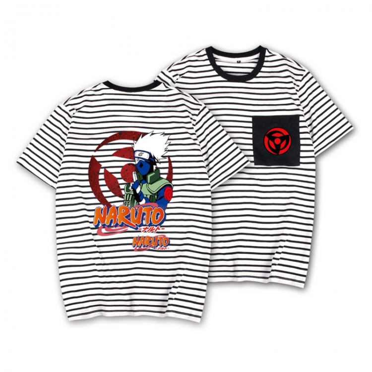 Naruto Striped Letters Color Loose Short Sleeve T-Shirt from S to XXXL