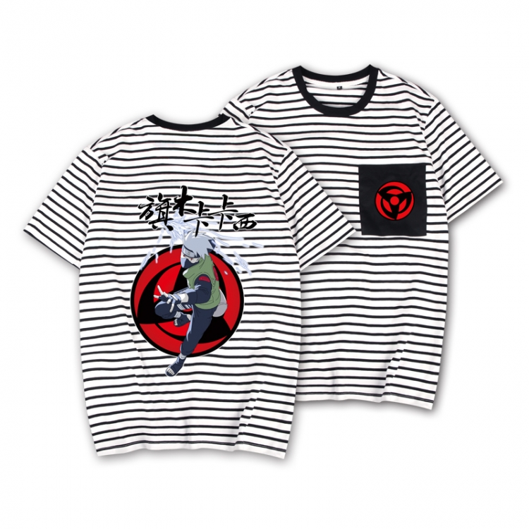 Naruto Striped Letters Color Loose Short Sleeve T-Shirt from S to XXXL