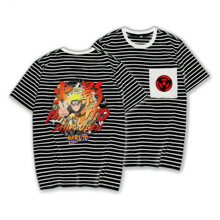 Naruto Striped Letters Color Loose Short Sleeve T-Shirt from S to XXXL